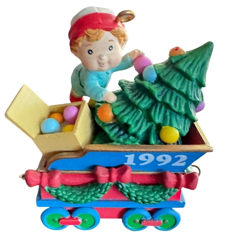 Vintage 1992 Carlton Cards Christmas Express Elf Train Ornament Gilmore Design